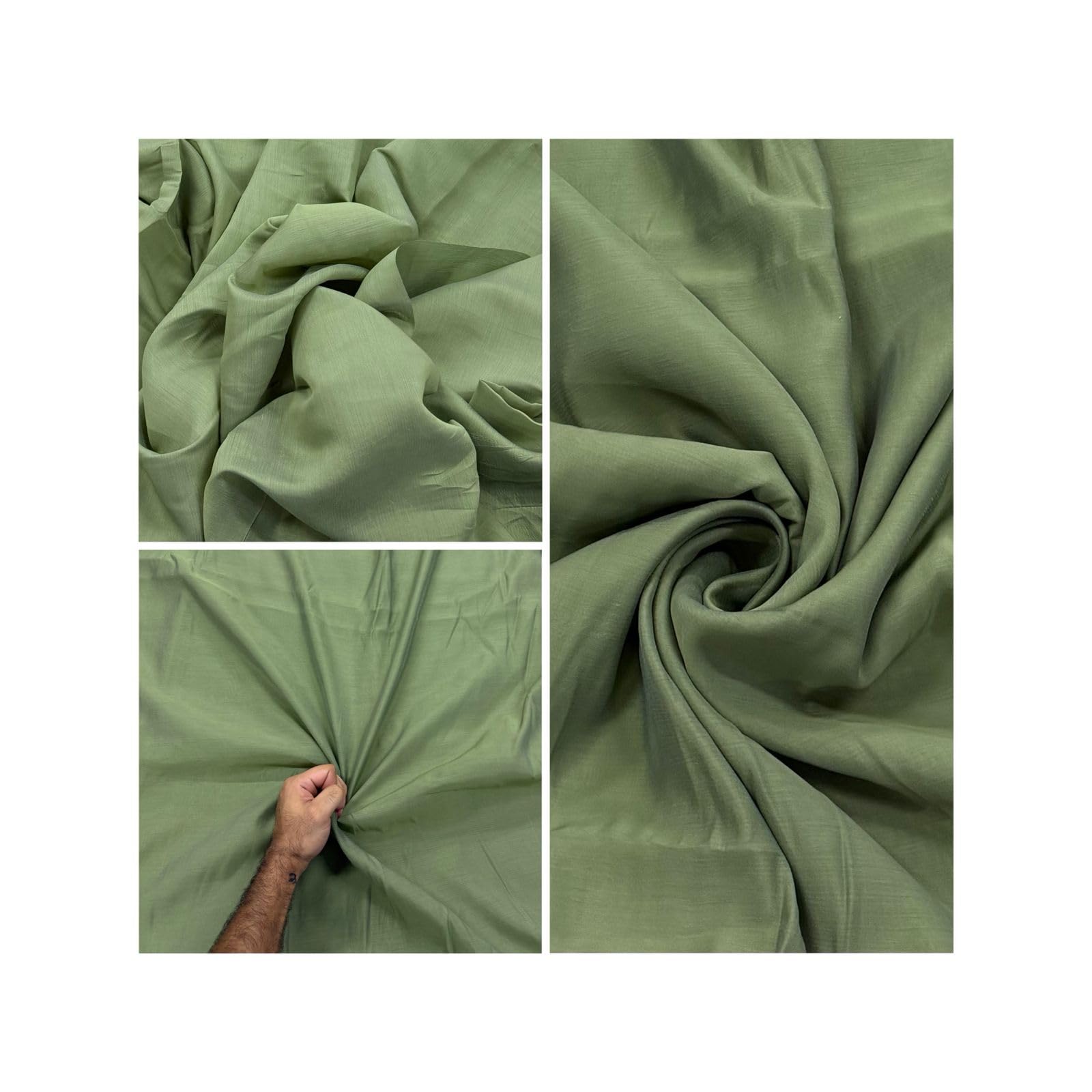 Pure MUL Chanderi Cotton Fabric – 100% Soft Summer Wear Material, 44” Width, 1/3/5/7 Meter Unstitched Dress Fabric (Inner Lining Required) (Pista, 5 Meter)-picture-30