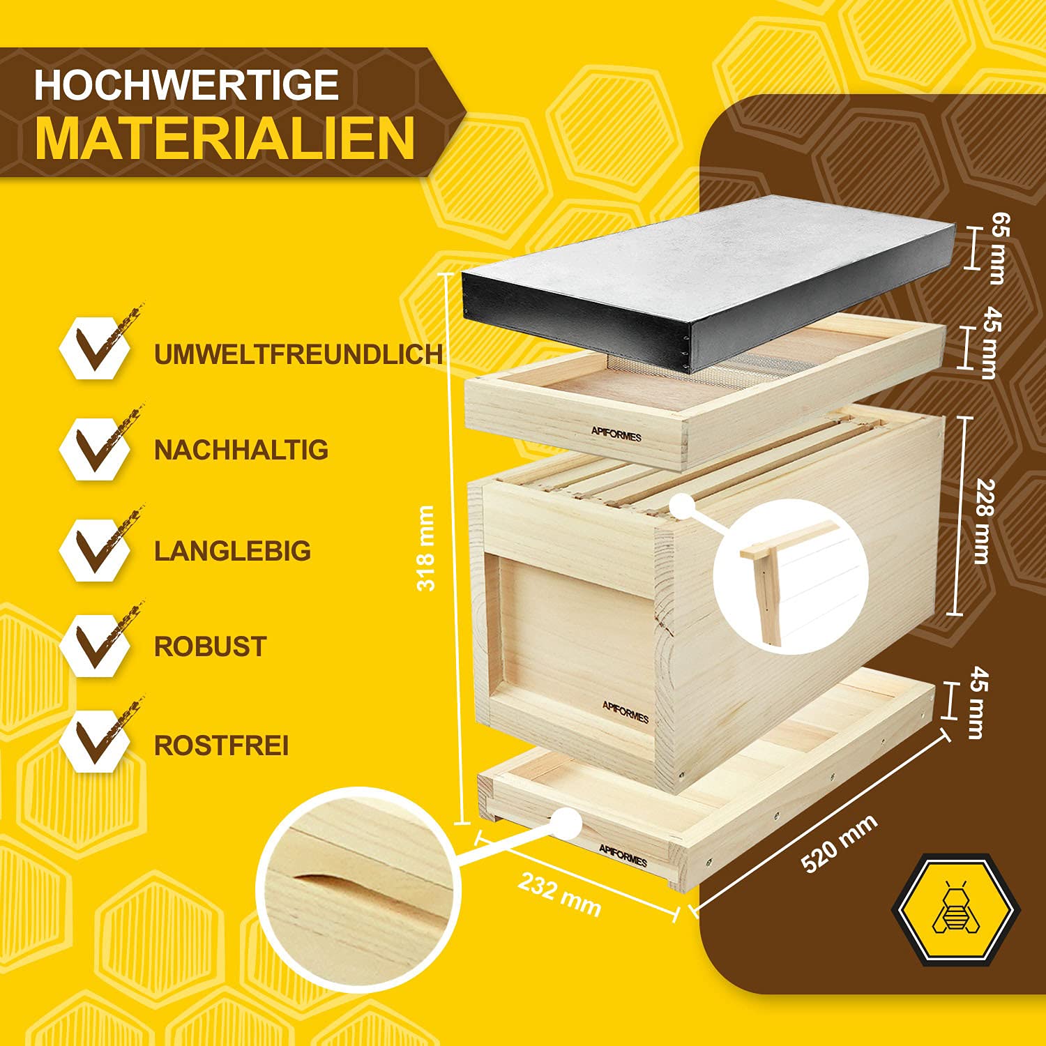 APIFORMES Ablegerkasten Zander - 5 Waben