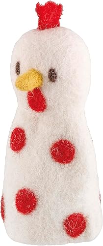 Cilio Lana de comercio justo acogedoracalentadora para huevos duros, 5.75 pulgadas de alto, blancorojo