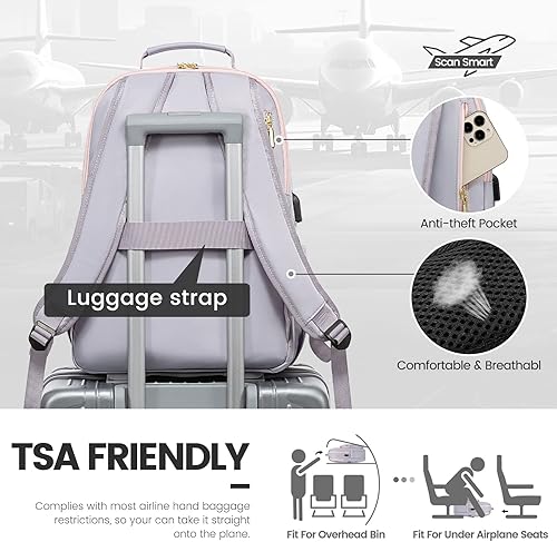 Miniatura 6 de LOVEVOOK Mochila para laptop de 17.3 pulgadas para mujer, bonita mochila de viaje para mujer, bolsa profesional para computadora portátil,