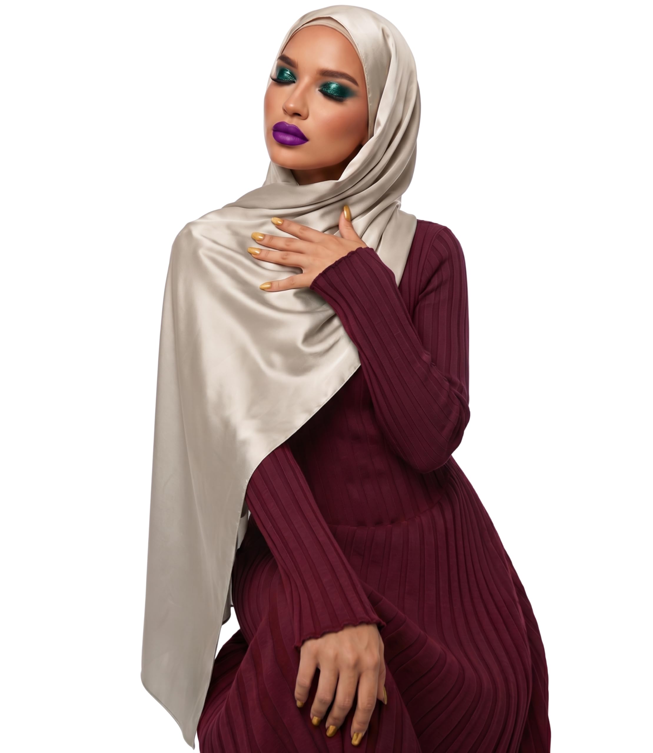 Satin Scarf - Ladies Scarves, Shawls & Wraps - Satin Hijab - Mocca