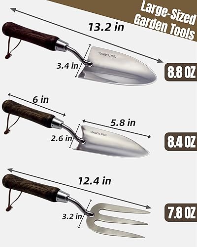 Miniatura 2 de Juego de herramientas de jardín, 6 herramientas de mano de jardinería de acero inoxidable resistentes con cuerdas, incluyendo paleta, trasplantador,