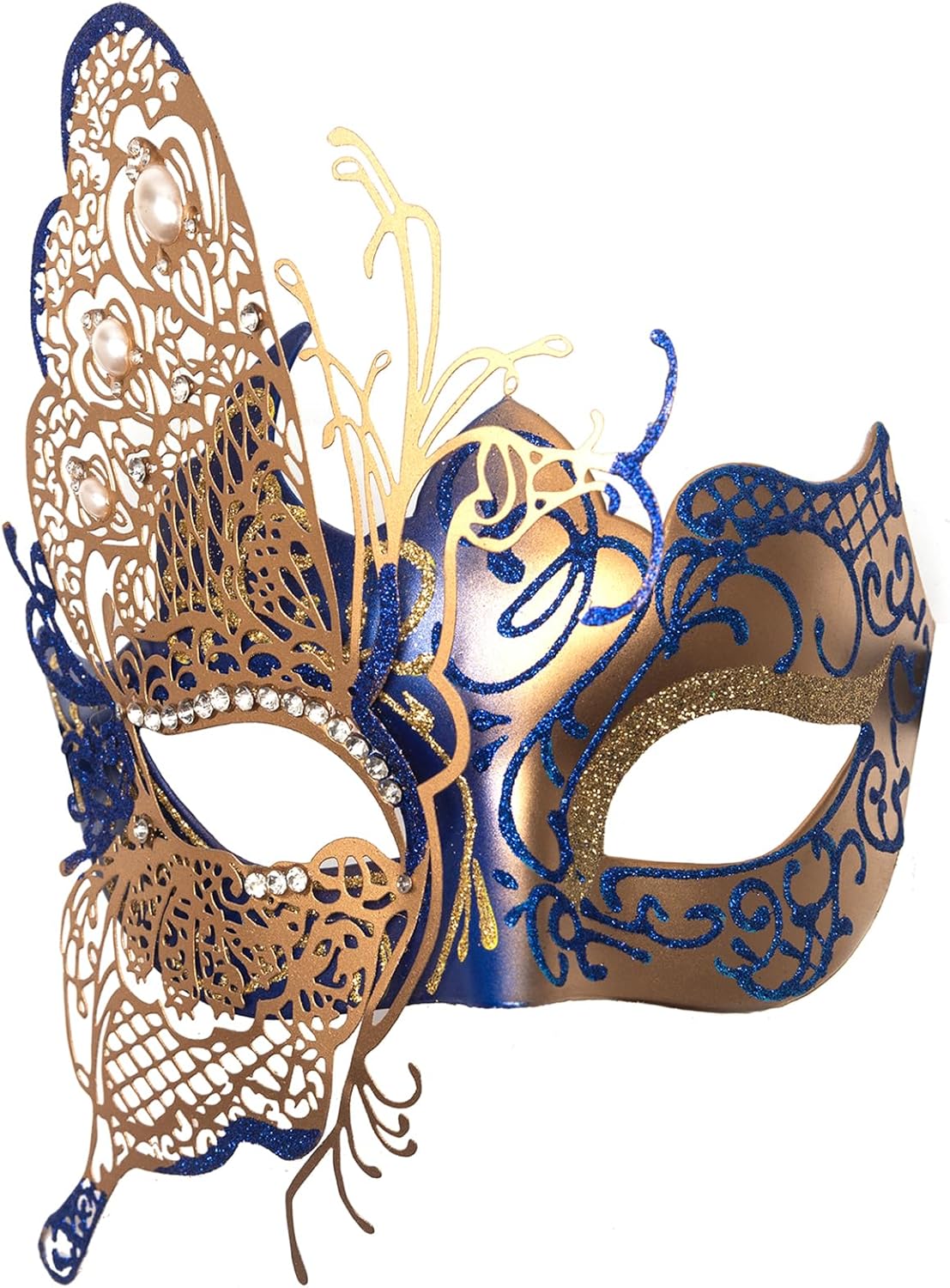 Womens Masquerade Mask Metal Rhinestone Venetian Halloween Christmas Evening Prom Ball Party Mask