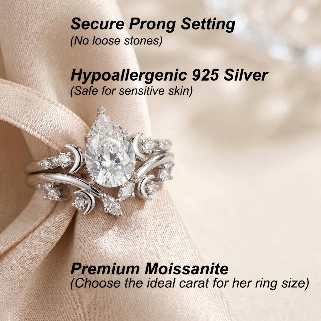 Moissanite Engagement Rings Set 1CT-4CT 925 Sterling Silver 10K Gold Custom Heart/Round/Teardrop/Oval Women Promise Ring Jewelry Gift for Wife/Mother