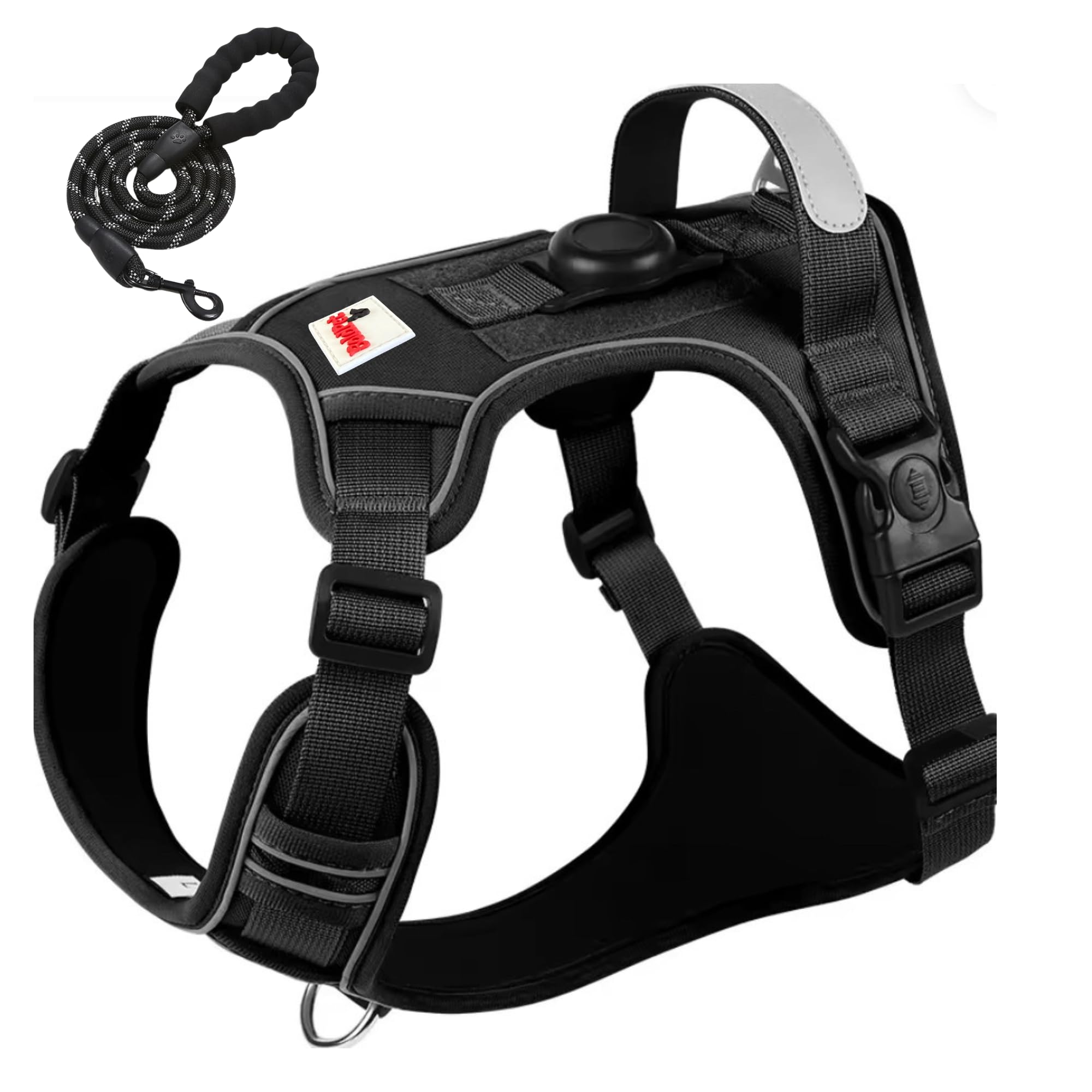 BoldPet Dog Harness with Airtag Holder and Leash Set-Premium Oxford Breathable Material- Durable Reflective Airtag Dog Harness and Leash Set for Small