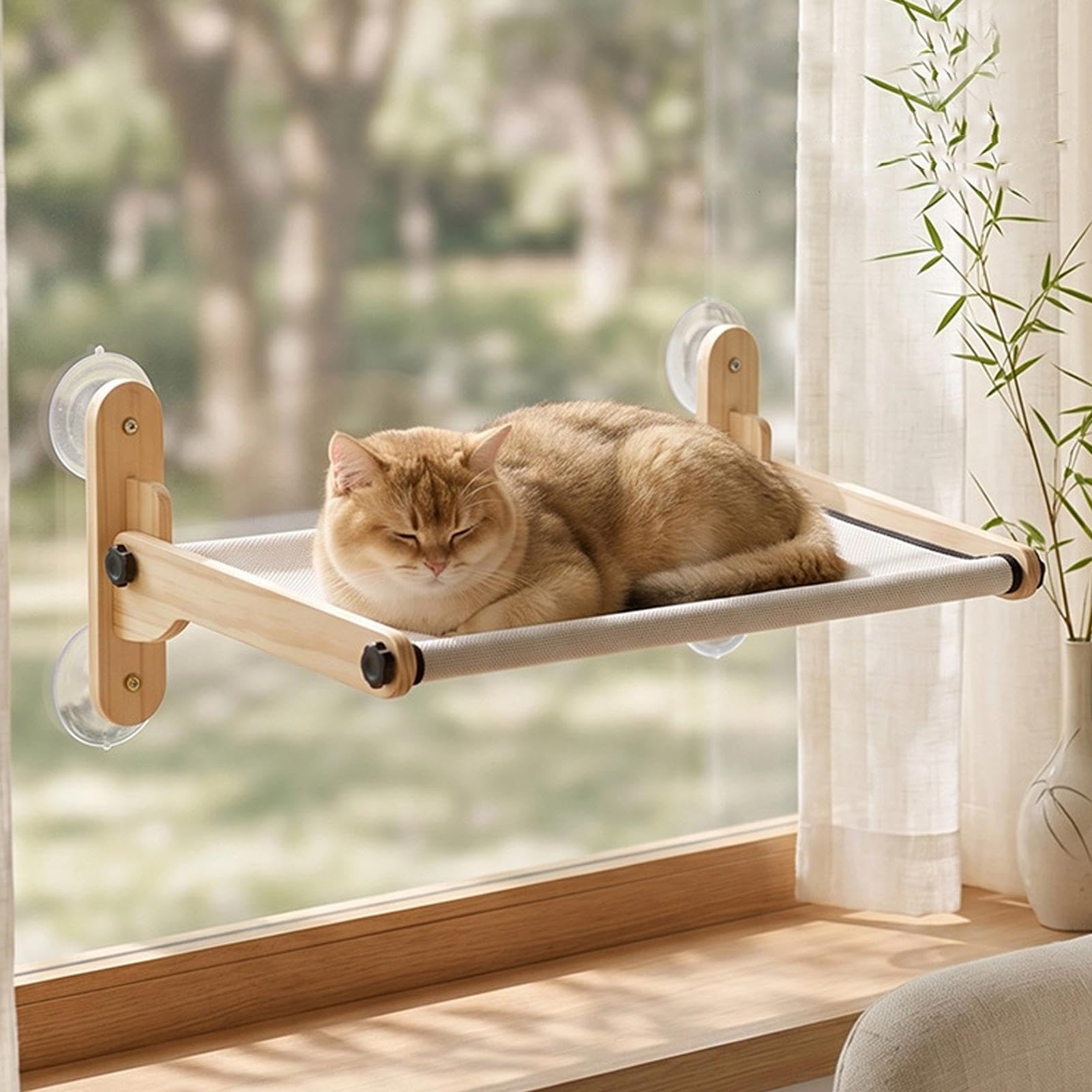 Posatoio da finestra per gatti con ventose | Amaca da finestra per gatto a rete traspirante regolabile multistagionale per del su Davanzale, Comodino,
