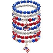 4th of July Bracelets for Women Men,Red White and Blue Patriotic Bracelet for Party, 250th Anniversary Accessories
