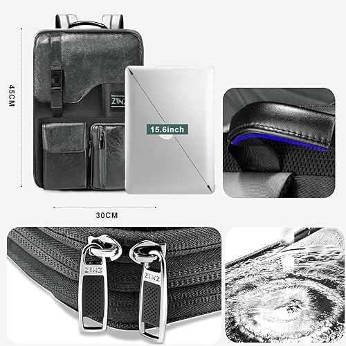 Miniatura 5 de Mochila delgada y expandible para laptop de 15.6 pulgadas, mochila resistente al agua, mochila de viaje antirrobo para hombres y mujeres, color gris