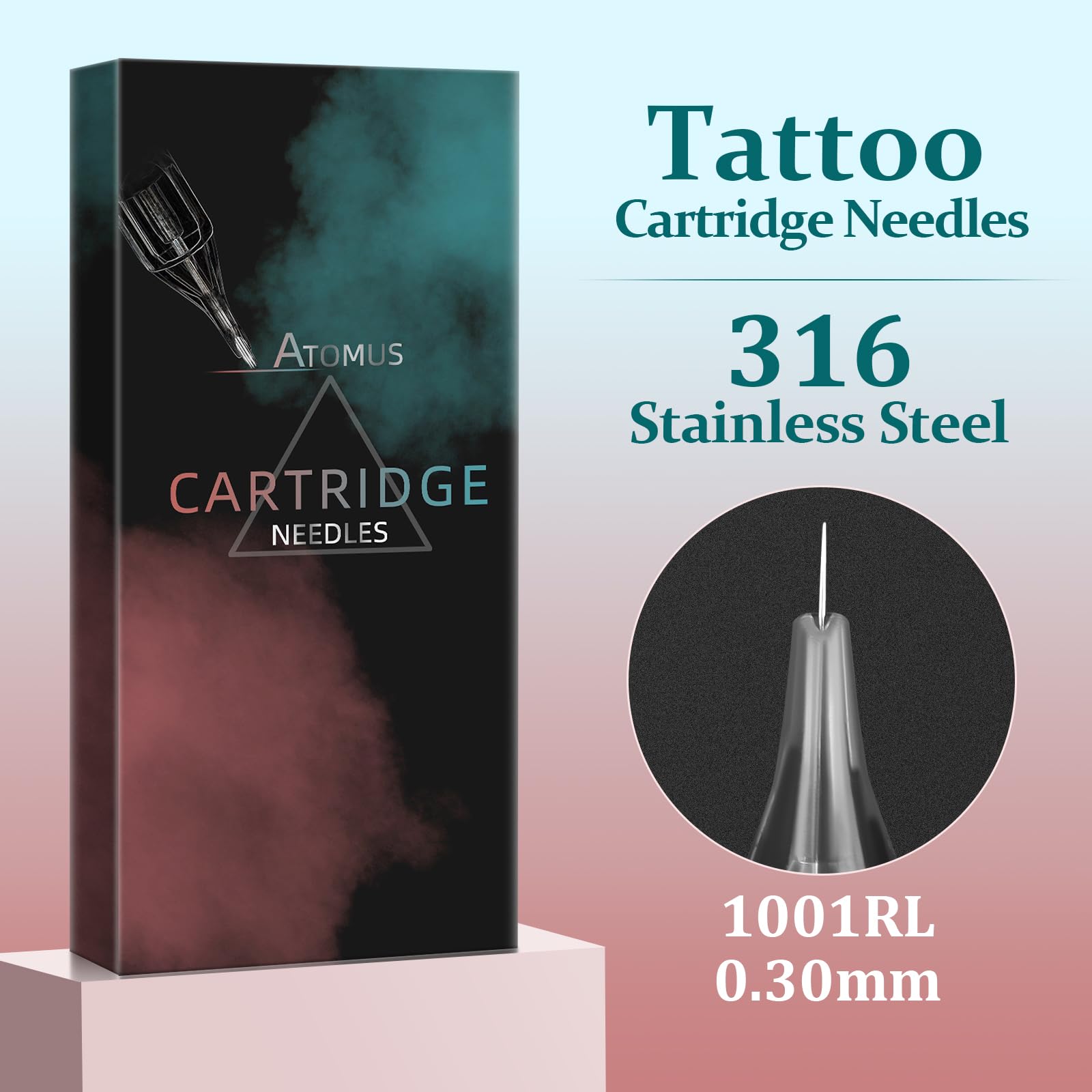 ATOMUS 20pcs Tattoo Cartridge Needles 1001RL with 20pcs Silicone Ink Cups for Tattoo Gun Pen Liner Pattern Permanent Eyebrow - Image 4