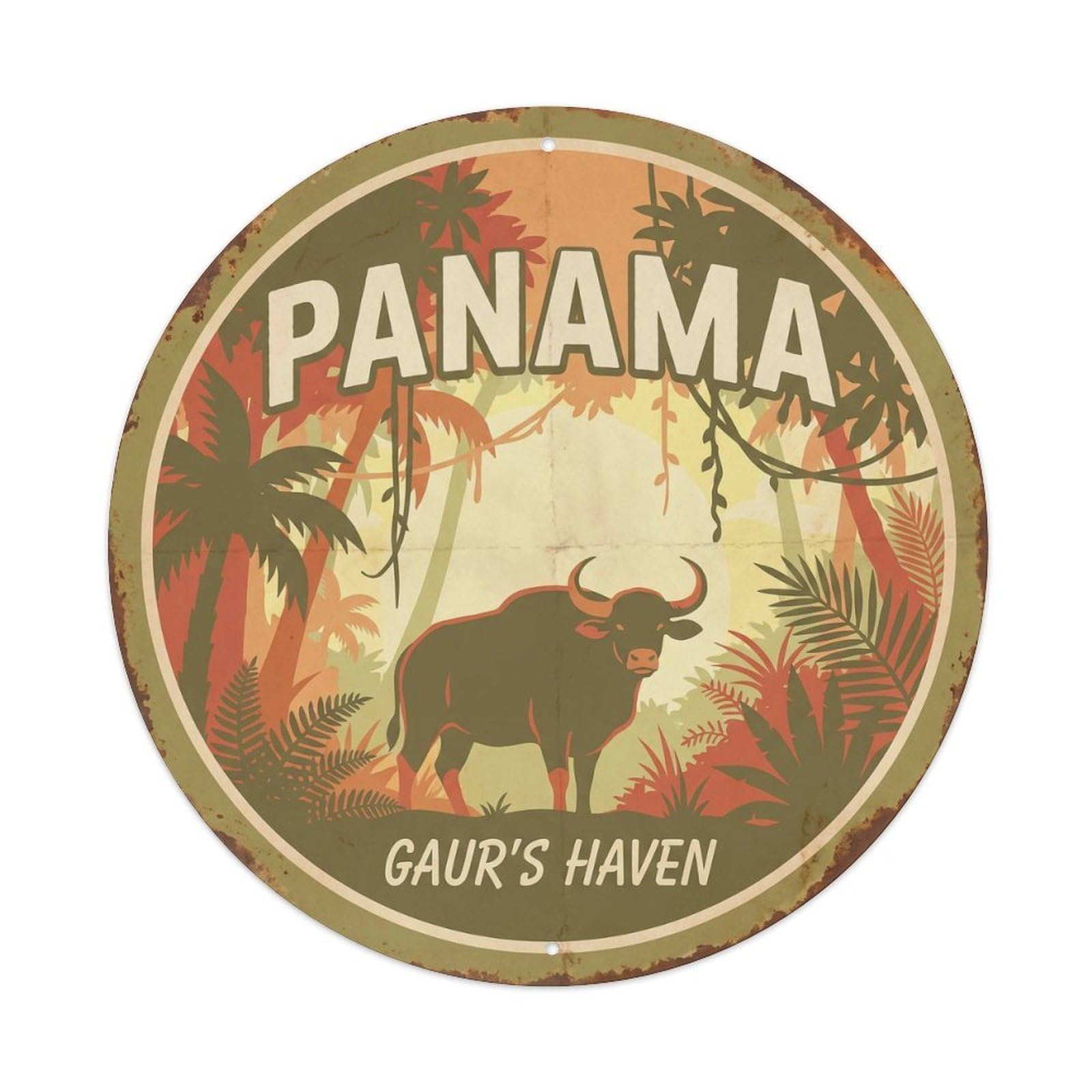 Panama Gaur Jungle Clearing Metal Tin Sign