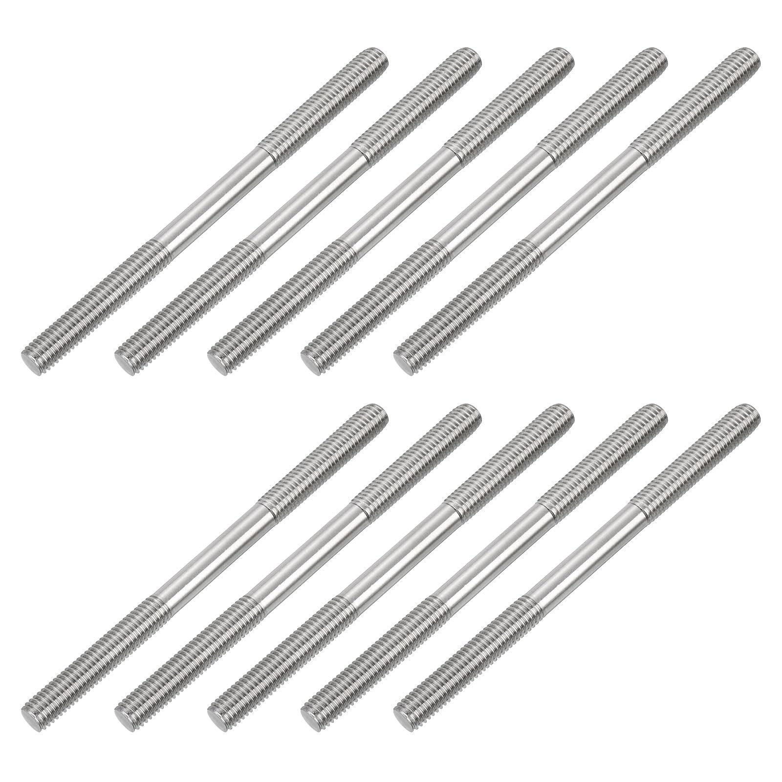 uxcell 10Pcs M8x120mm 304 Stainless Steel Double End Threaded Stud Screw Bolt for House Maintenance