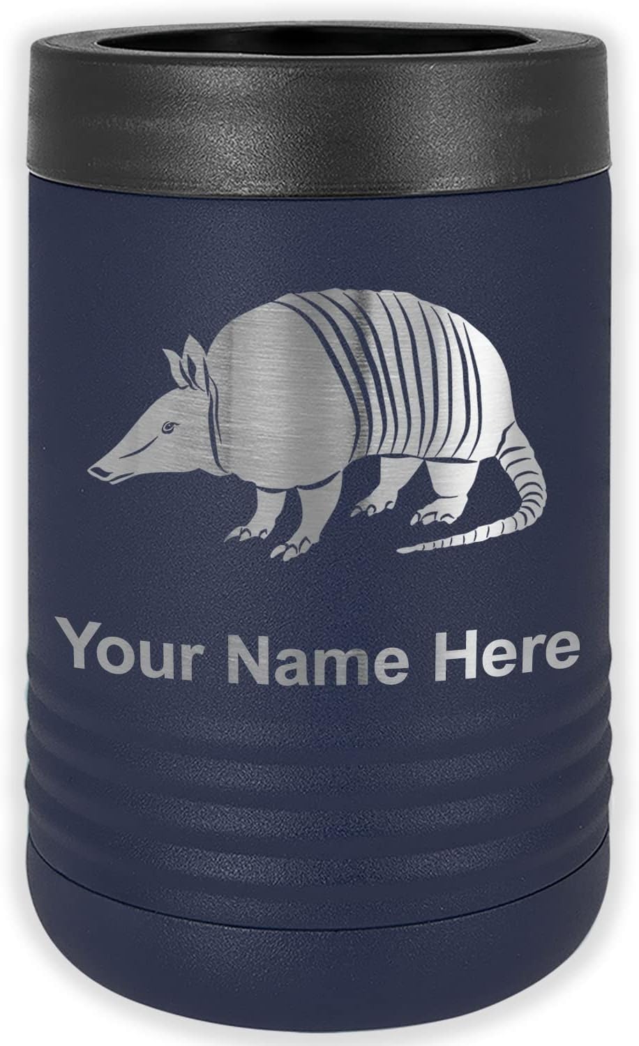 LaserGram Personalized 12 oz. Stainless Steel Can & Bottle Insulator, Armadillo – Keeps Drinks Cold Longer (Gray)