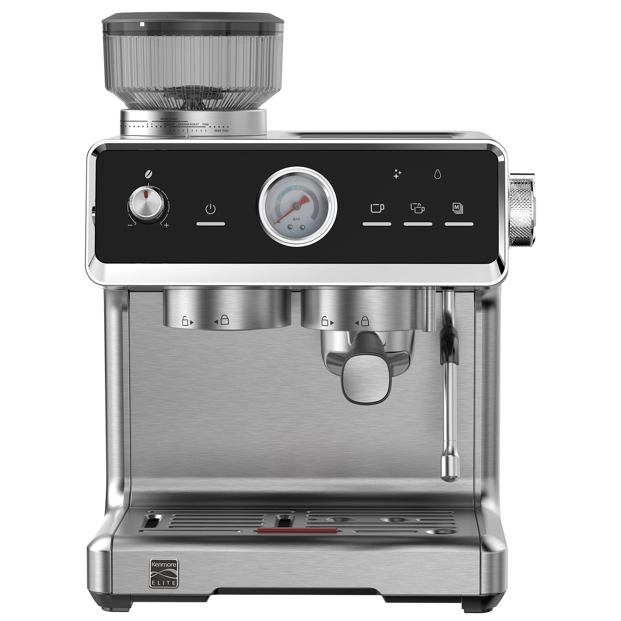 Kenmore Espresso Machine - Automatic Coffee Maker With Auto Tamper Auto Cleaning Milk Steamer Frother Bean Grinder Make