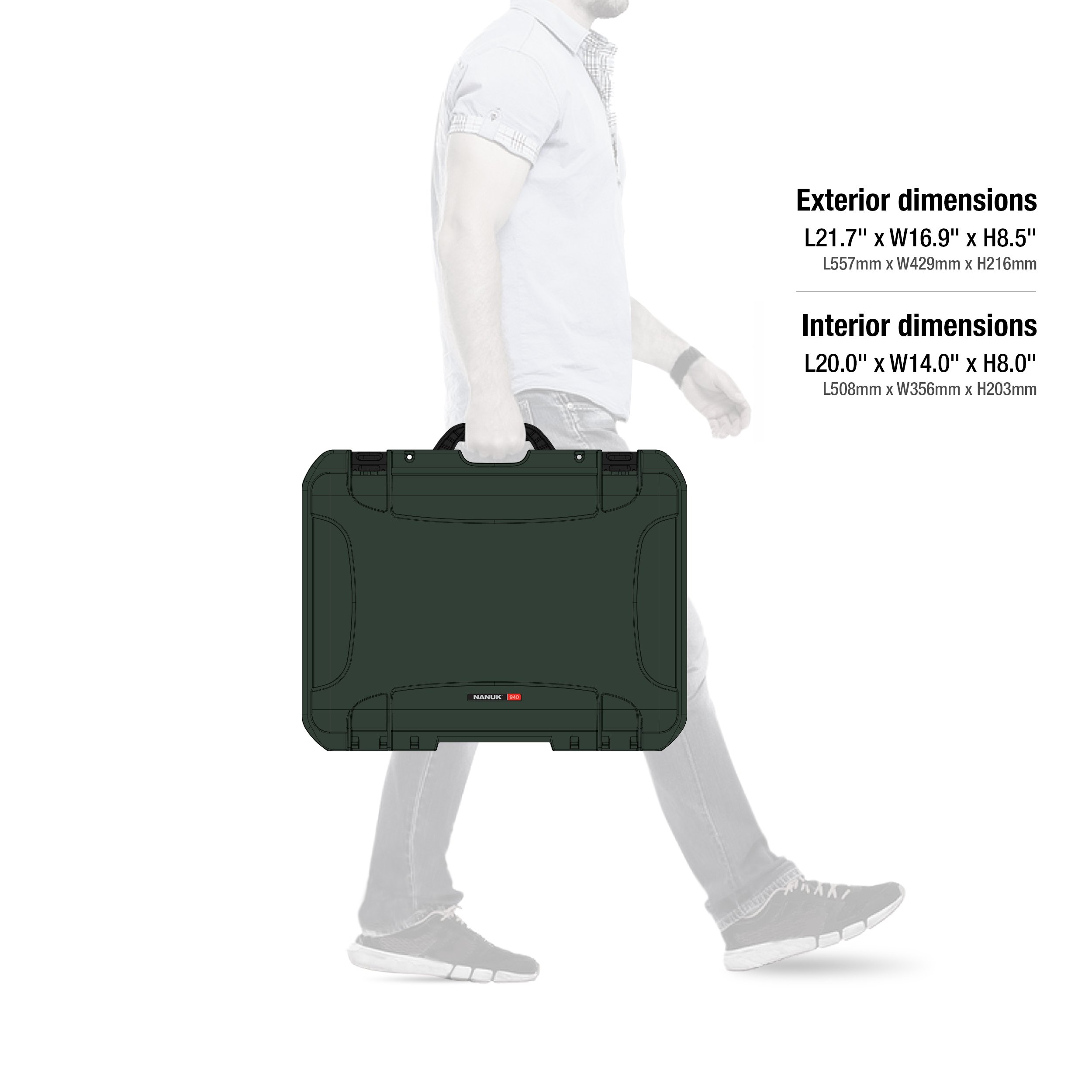 Nanuk Wodoodporne podnoszące się twarde etui 925 z organizerem na pokrywkę i wkładką piankową do Canon, Nikon - korpus DSLR i soczewki/soczewki - czarny (925-DSLR6)