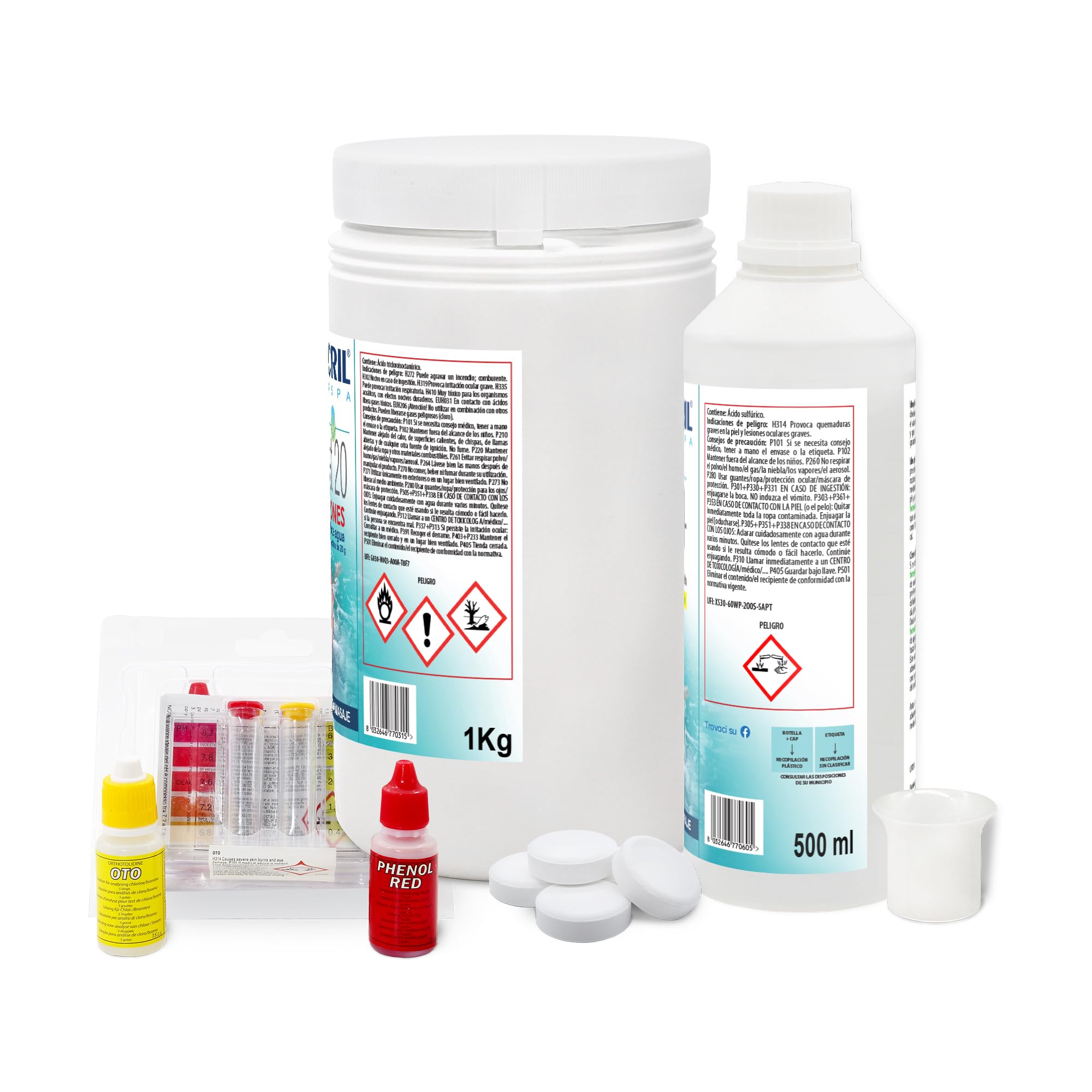 Metacril Starter Kit Chlor Multiaction-L, Trattamento Acqua per Spa - 2 Kg | Set a Base di Cloro Multiazione, in Pastiglie da 20 gr, Ideale per Piscina o Spa Idromassaggio di Tutte le Marche