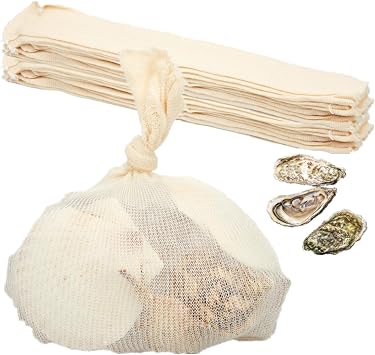 20 Pack 14 Inch Crab Seafood Boil Bags 100% Cotton Mesh Simmer Pot Bags for Steaming and Boiling of Shellfish, Crabs, Clams, Vegetables, Clear Broths, Delicious Soups with No Straining
