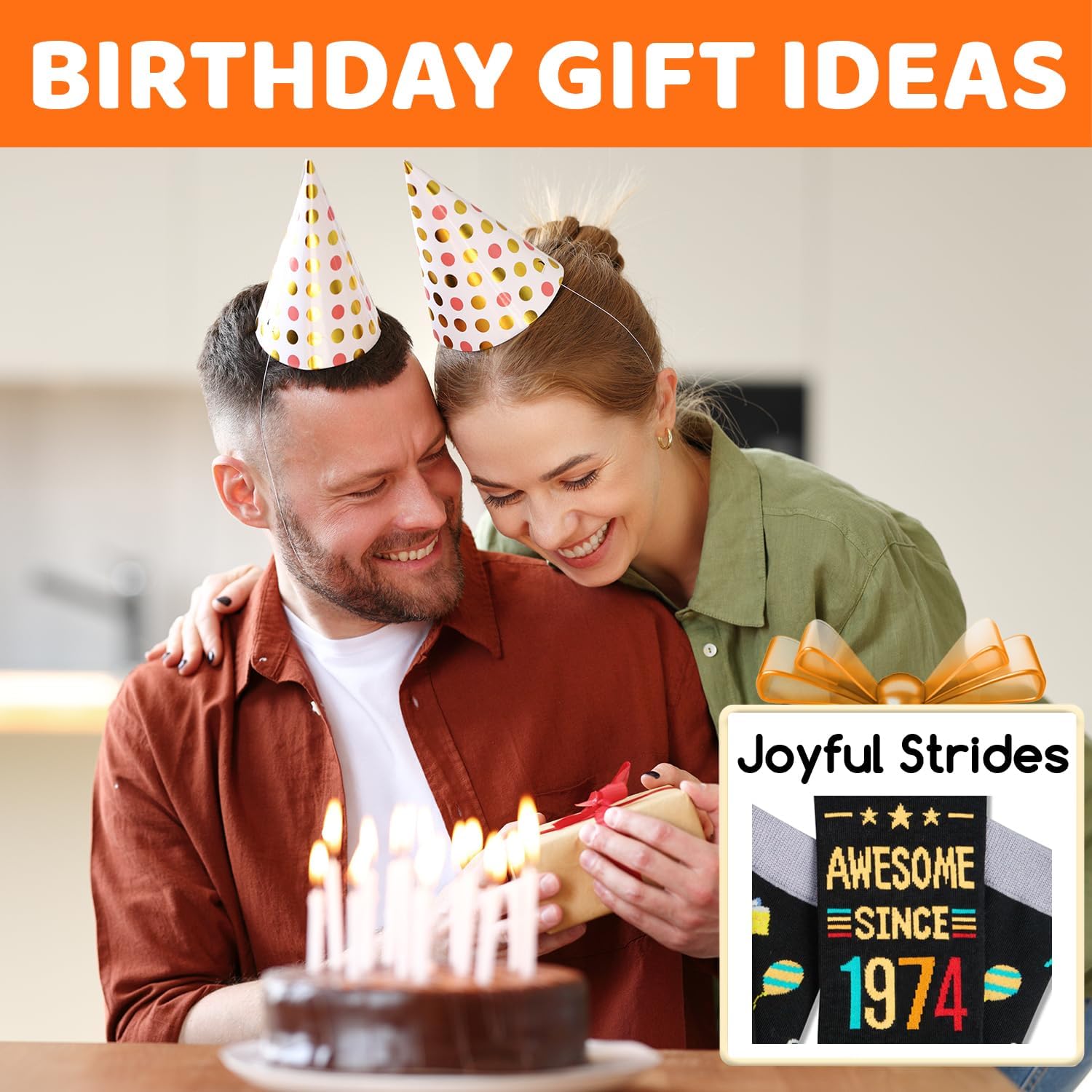 HAPPYPOP Birthday Gift Ideas - 1975 1984 Birthday Sock for Man Woman, Bday Gifts with Card - Image 2