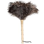 iHUFeather Ostrich Feather Duster 16 inch Feather Duster Fluffy Natural Genuine Ostrich Feathers with Wooden Handle and Eco-Friendly Reusable Handheld Ostrich Feather Duster for Cleaning Supplies