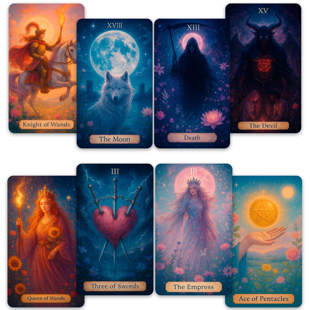 CRAFTERIAN Enchanted Gate Tarot – 78 Cards Deck with Guidebook | Fantasy Witchy Celestial Tarot Cards for Beginners & Advanced Readers