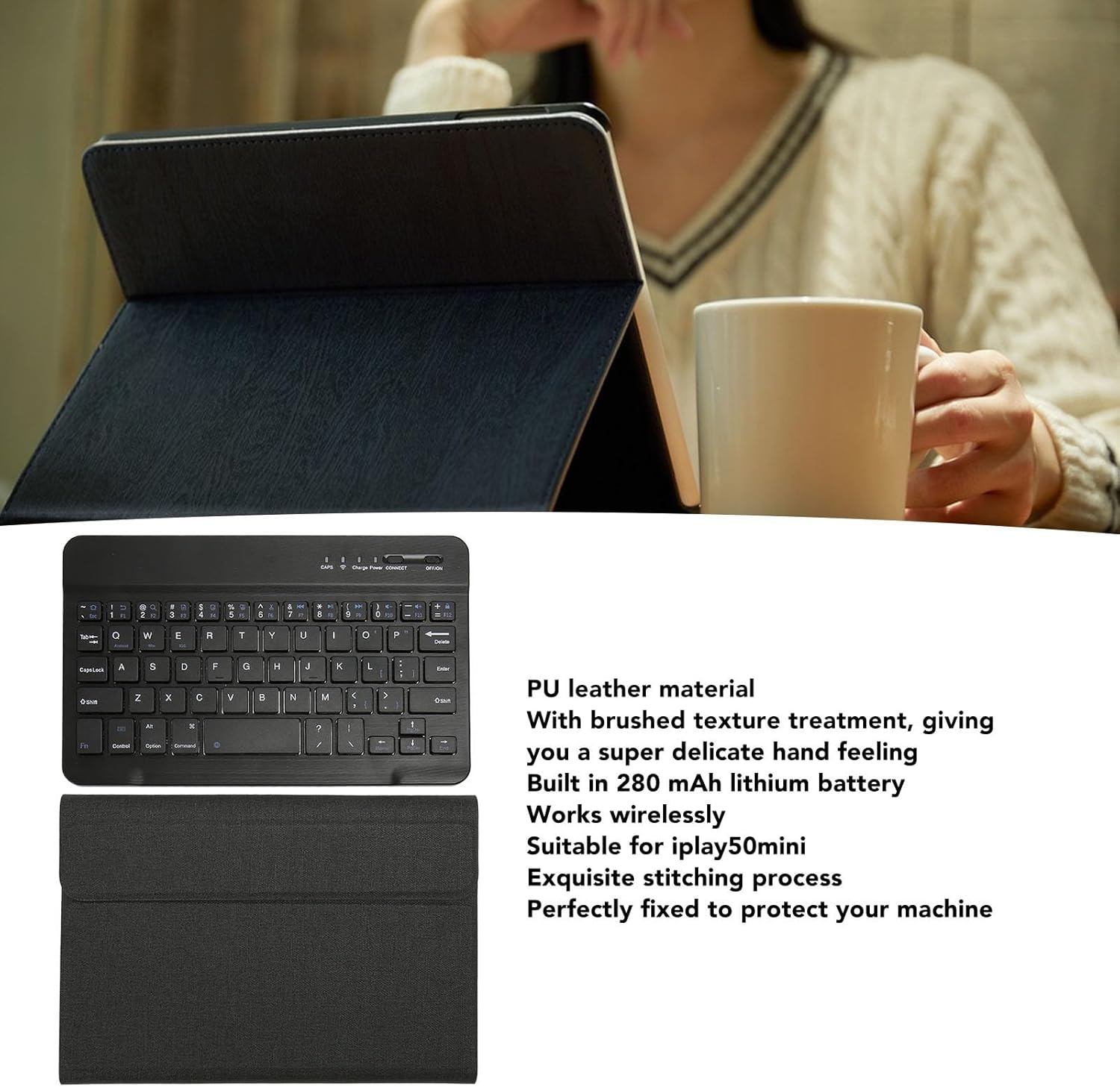 Focket Keyboard Case for Iplay50 Mini, Removable Bluetooth Keyboard Stand Cover Case for 50 Mini Including Bluetooth Keyboard and PU Keyboard Case Cover
