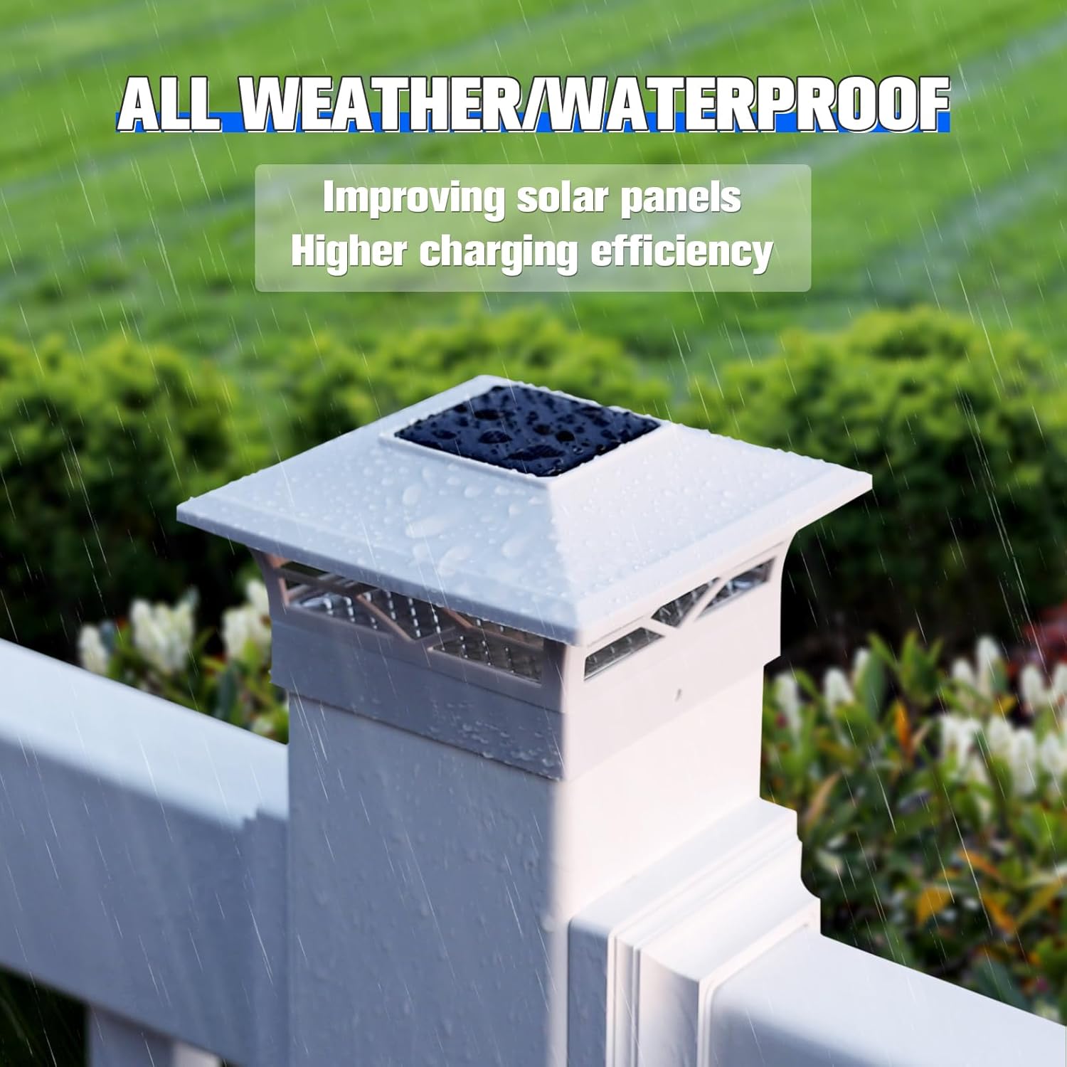 VOLISUN Solar Post Cap Light Outdoor Waterproof: RGB Color Changing - Solar Fence Cap Flashing Lights 4Pack White for 4x4 5x5 6x6 Wooden Vinyl Post