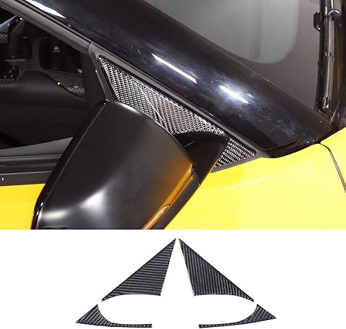 Daeiclru Adhesivo de fibra de carbono suave para ventana frontal de pilar triangular, ajuste para ToyotSupra GR A90 A91 MK5 2019-2022, 4 piezas de