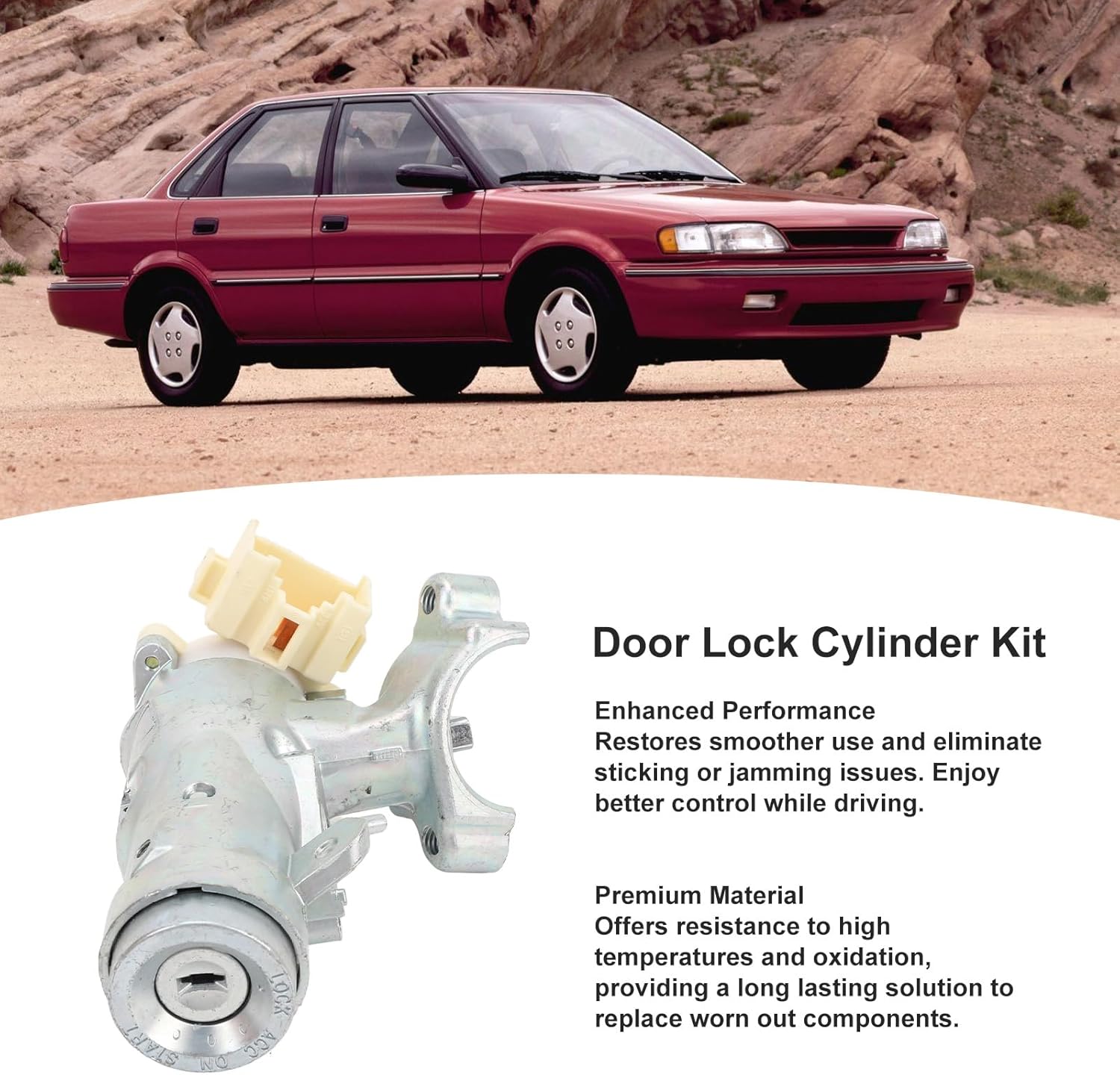 Ignition Lock Cylinder Kit for Geo Prizm 1993-1997, Ignition Switch Lock Cylinder Set with Keys, Part No. 69052‑12340, 69052‑12360, 69052‑13150, 69052‑13190