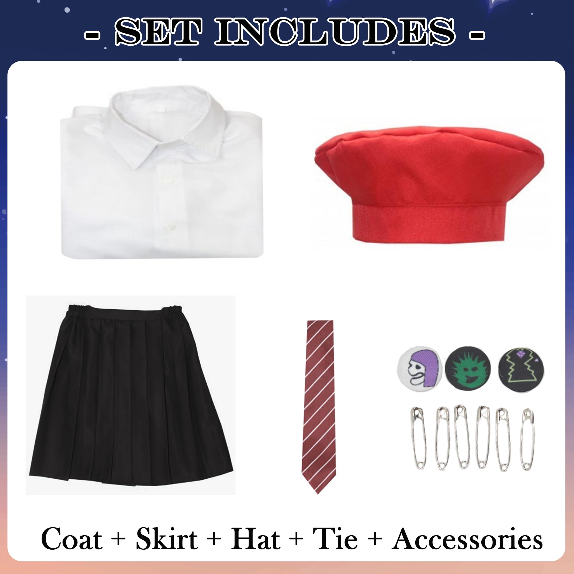 Bambina Cosplay Matilda Costume con Cappello per Halloween Festa Set