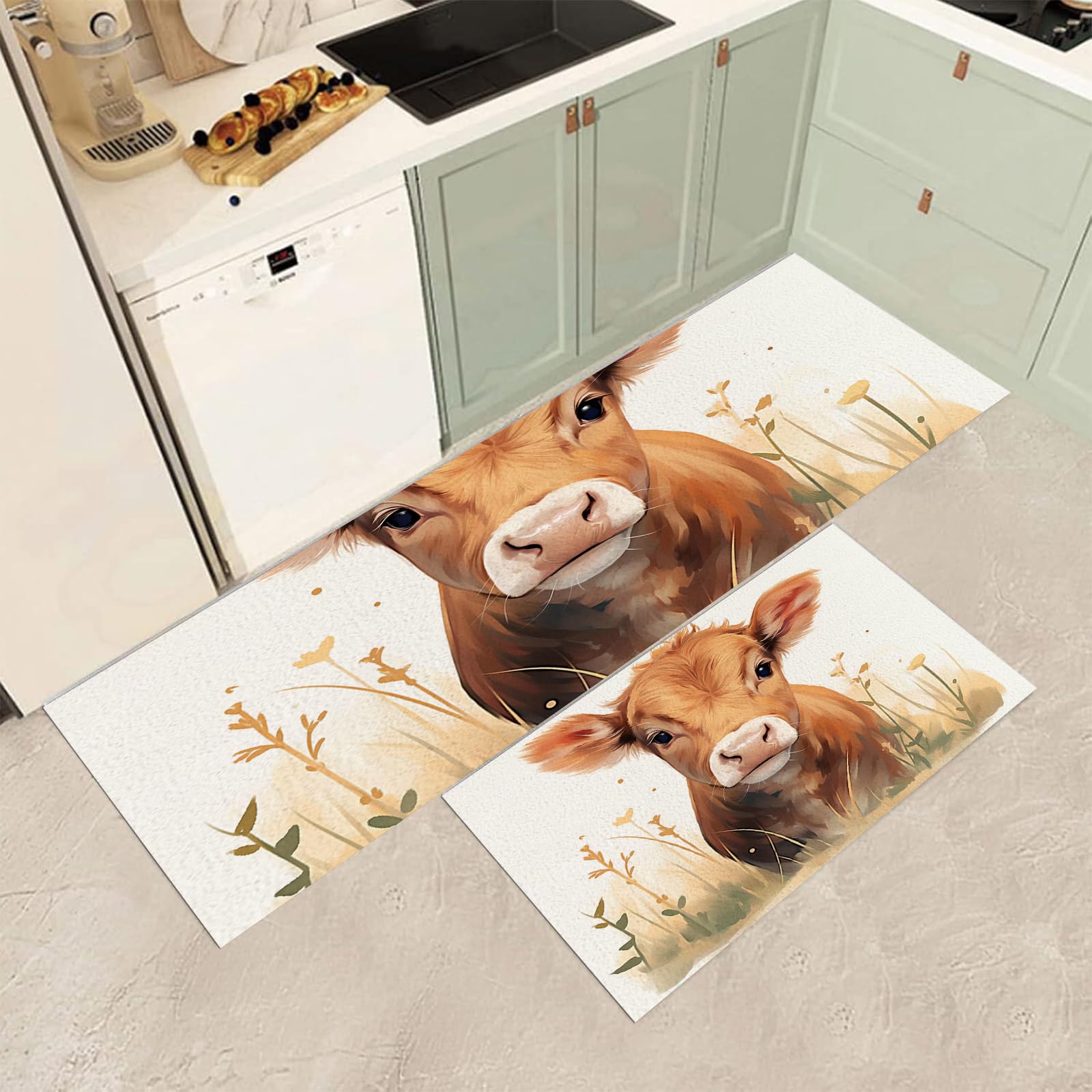 Tapis de cuisine lavable motif dessin animé pour protéger le sol du couloir et de la cuisine