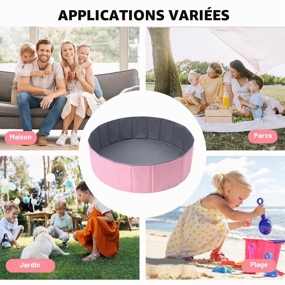 Piscine à balles pliable pour bébé, 80 cm, pour enfants, filles, garçons, parc pour bébé, piscine à balles océan portable pour chiens, chats, intérieur et extérieur, balles non incluses (rose)