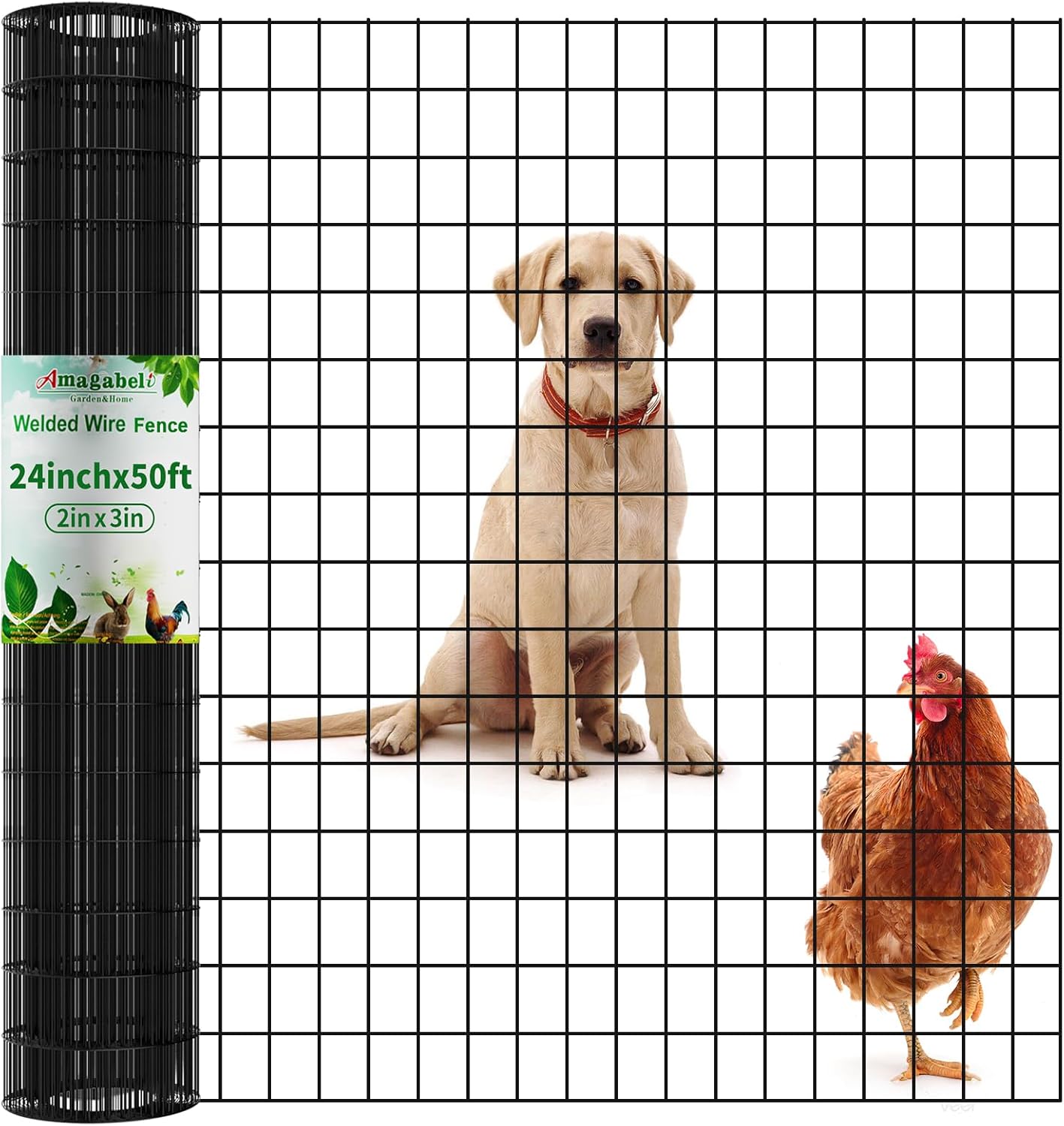 Amagabeli PVC Coated Welded Wire Fence 48in x 25ft