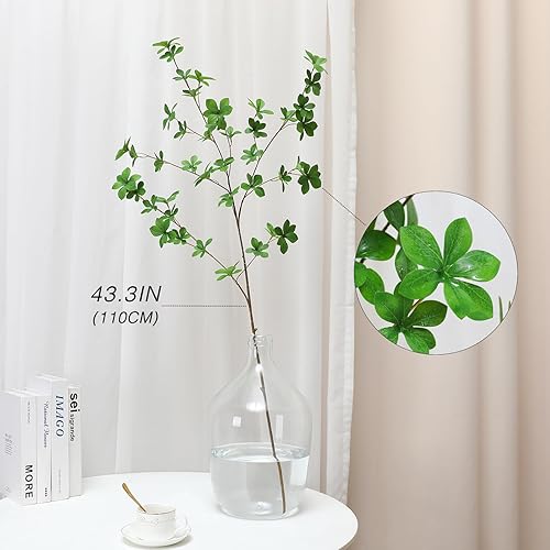 Miniatura 6 de Floweroyal 3 tallos artificiales de vegetación de 43.3 pulgadas, ramas sintéticas para relleno de jarrón, plantas verdes falsas para decoración de