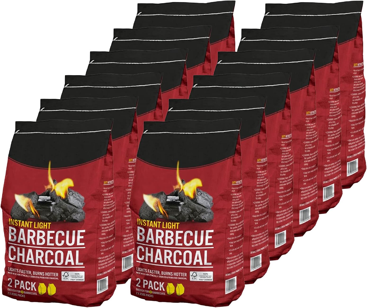 BigK Instant Lighting Charcoal BBQ Barbecues 10kg (10 x 1kg bags