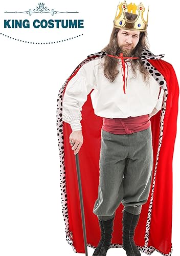 Miniatura 7 de Paquete de 2 disfraces de reyes para adultos, capa de reina para adultos, Halloween, King, príncipe, cosplay, fiesta de cumpleaños
