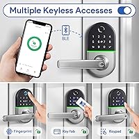 Vista 2 de Smart Keypad Door Lock with Handle: NICE DIGI Keyless Entry Fingerprint Lock for Front/Interior Door, Electronic Digital Lock with Code, Easy Negro