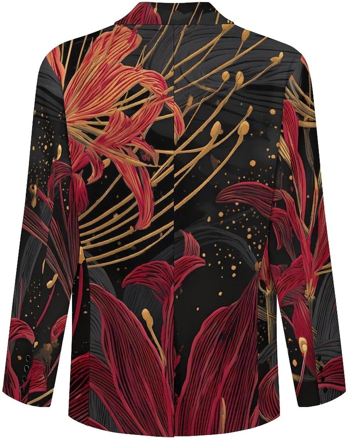 Spider Lilies Golden Flower Mens Blazer Two Button Lightweight Sport Coats Suit Business Jacket
