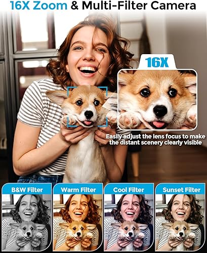 Miniatura 5 de Cámara digital 4K para fotografía - Cámara de videoblogs de 50 megapíxeles con enfoque automático con pantalla giratoria de 2.8" 180, zoom digital