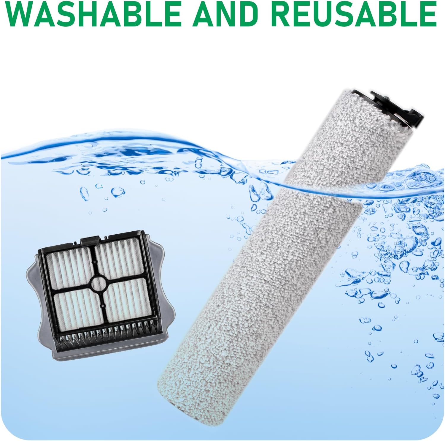 iFloor 3 Replacement Brush Rollers and HEPA Filter Kits Compatible with Tineco iFloor 3 and Floor One S3 Cordless Wet Dry Vacuum Cleaner Replacement Parts,3 Brush Rollers & 3 Filters