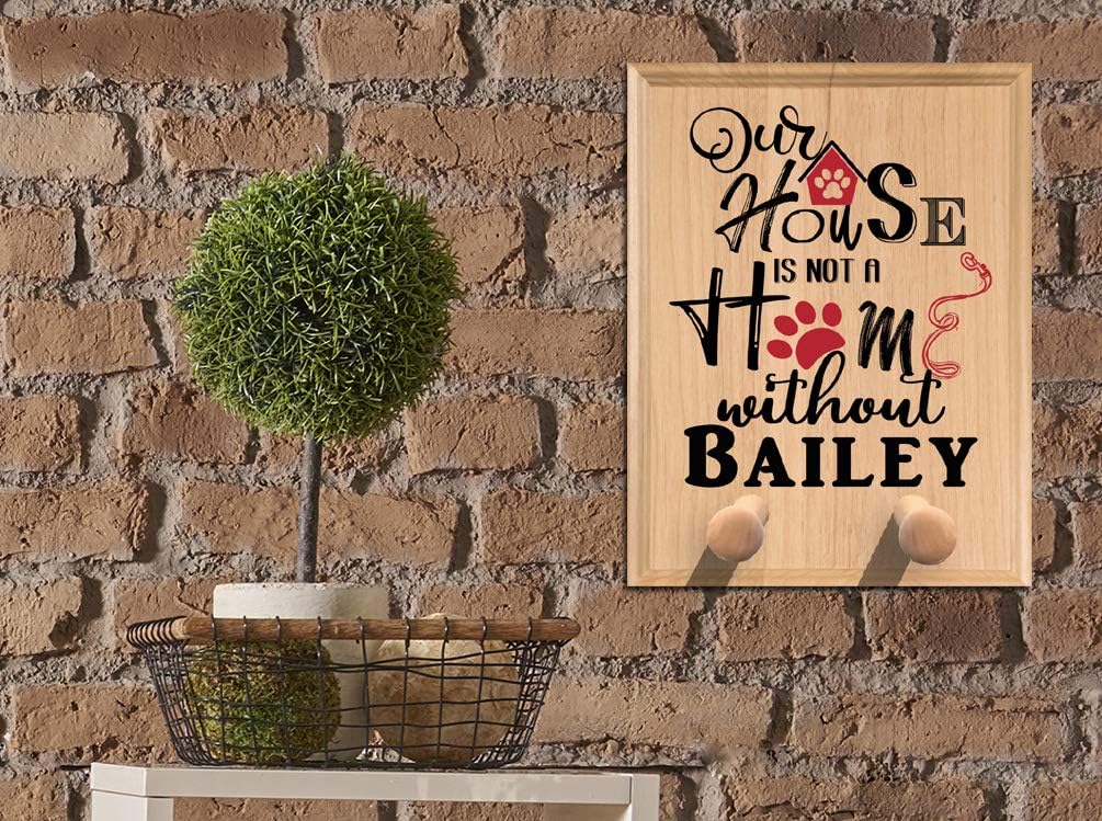 Broad Bay Personalized Dog Leash Holder Sign with Hooks Solid Wood Wall Mount Dog Lover Gift Home Decor Made in The USA