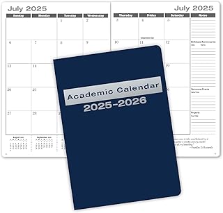 Elan Publishing Company Academic Calendar - 13 Months (July 2025 - July 2026) 7" X 10" Saddle-Stitched Dated for 2025-2026 Academic Year (Blue)