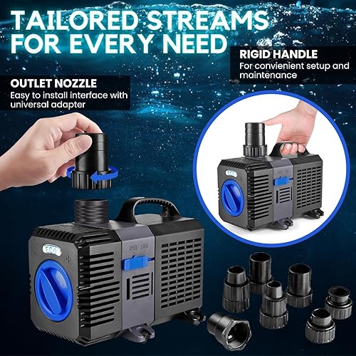 Miniatura 4 de Flexzion Bomba de agua sumergible para acuario de 1400 GPH  Bomba de estanque de peces de flujo ajustable ultrasilenciosa alta FQ para tanques de