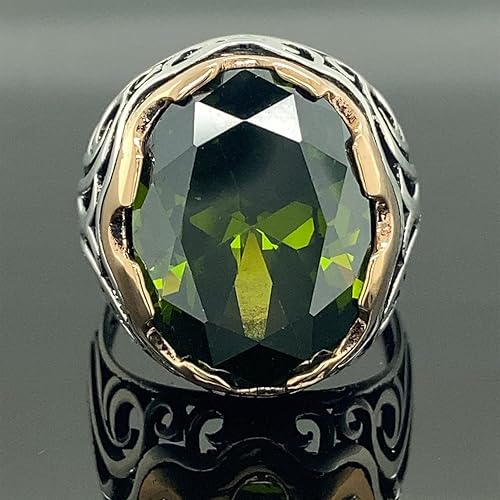 Miniatura 5 de Silver Emerald Stone Ring, Men Green Stone Ring, Turkısh Ottoman Men Ring, Vintage Men Ring, 925k Sterling Silver Ring