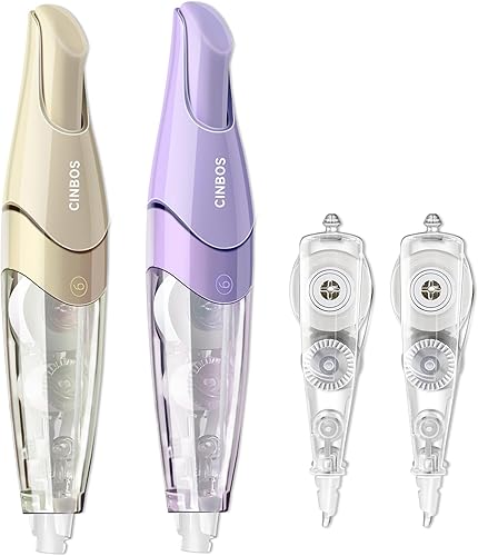 Miniatura 7 de Cinta de corrección blanca retráctil recargable, cinta correctora lisa blanca con 2 recambios adicionales, bonita cinta de corrección para