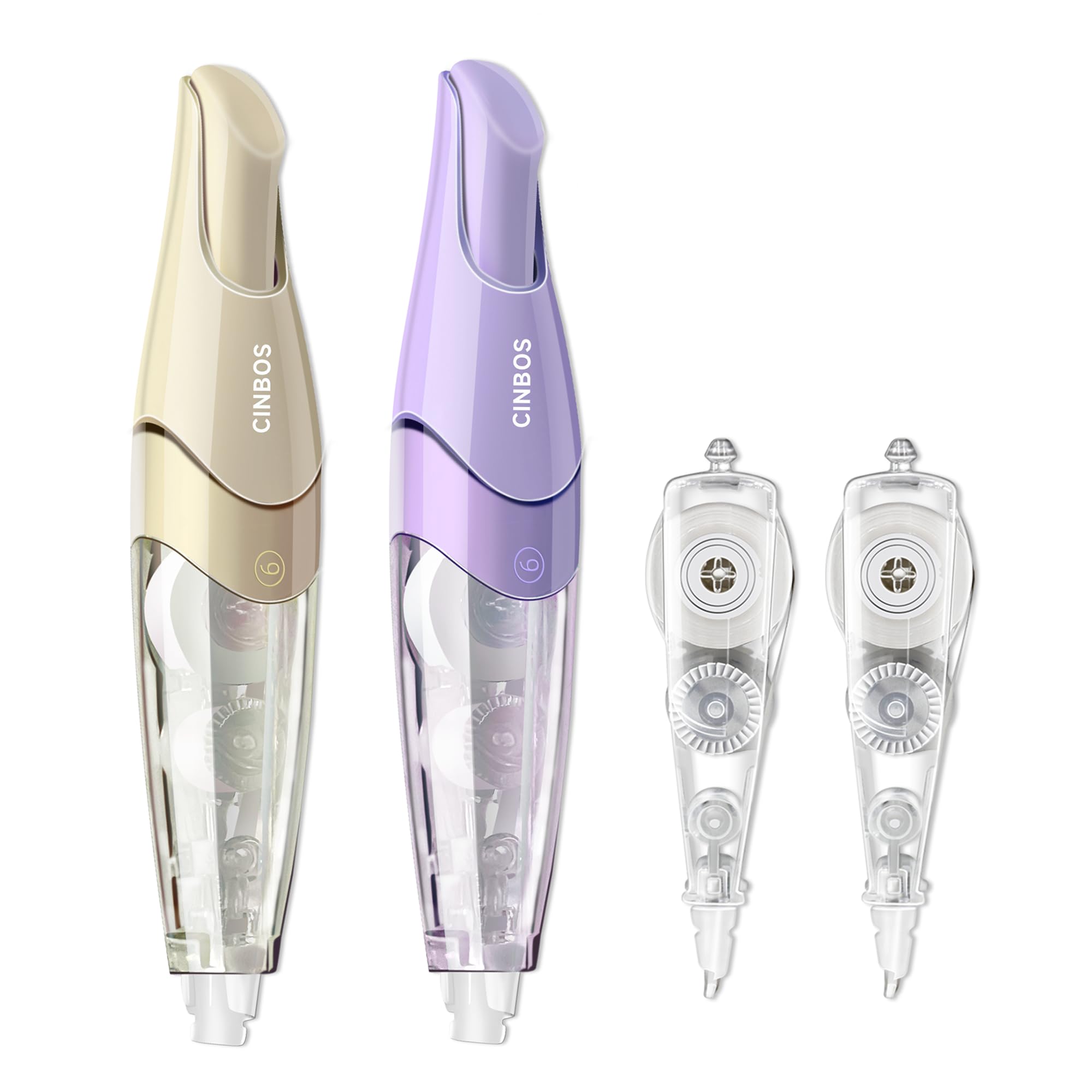 Cinta correctora retráctil recargable, cinta blanca con 2 recambios adicionales, bonito blanco para suministros de oficina, 4 unidades (CS-26)