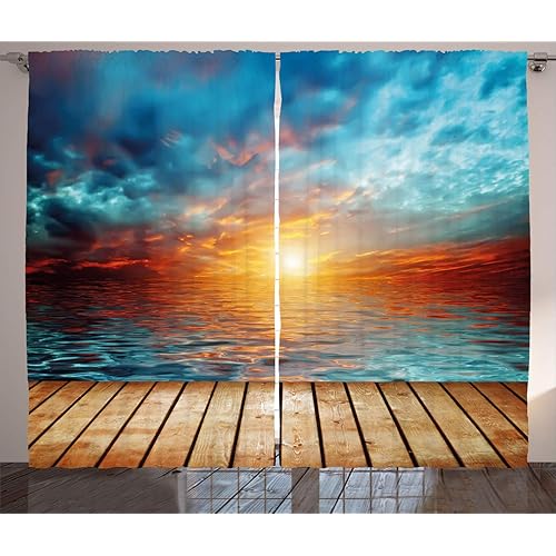 Aqua And Orange Curtain Panels Amazon Com