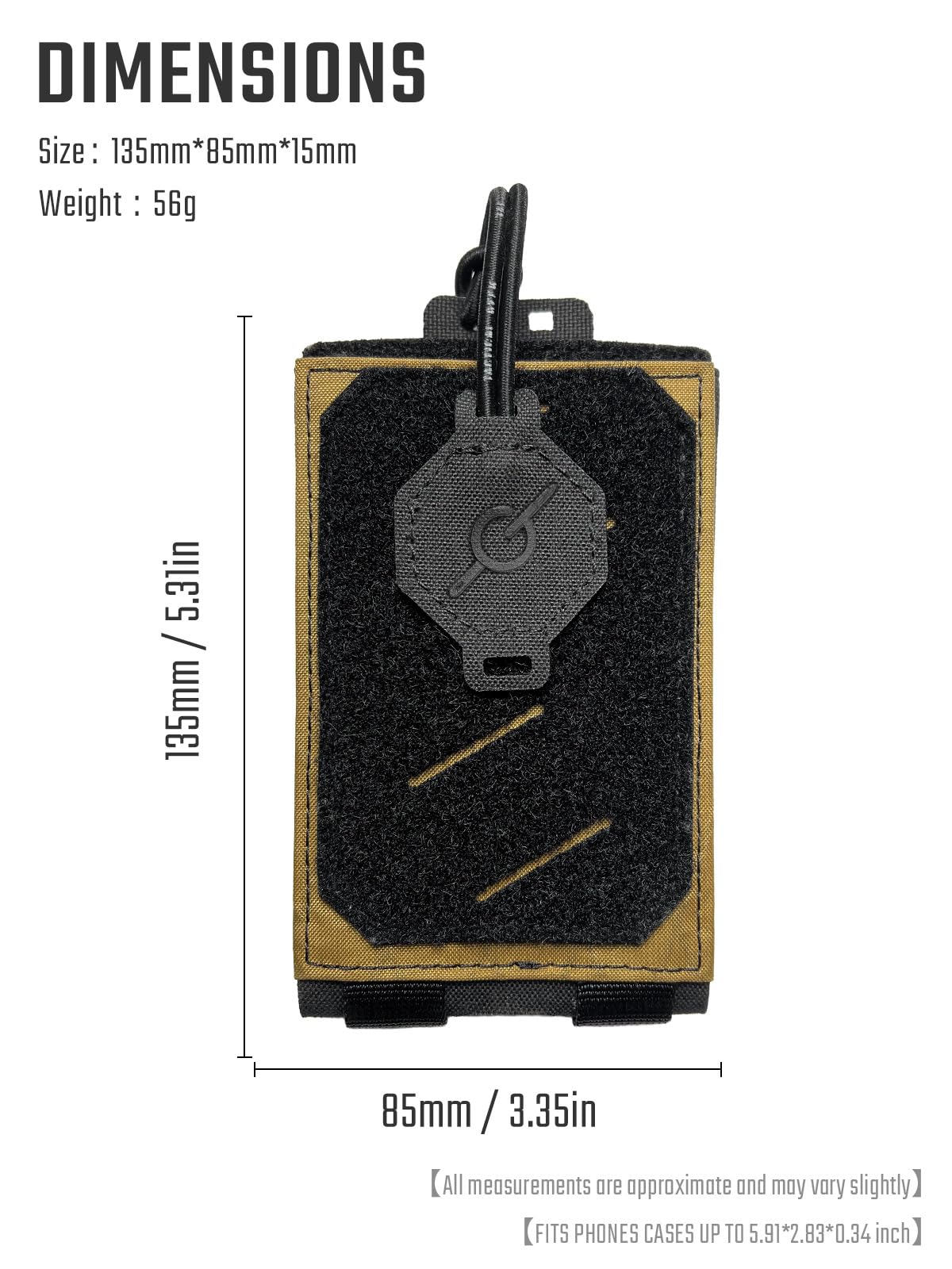 TACTICAL_GEEK EXT16 MOLLE etui na telefon komórkowy, kompaktowa torba na pasek na smartfon z nylonu z paskiem mocującym, klapa na rzep zapewnia szybki dostęp, nadaje się do plecaka i paska na ramię