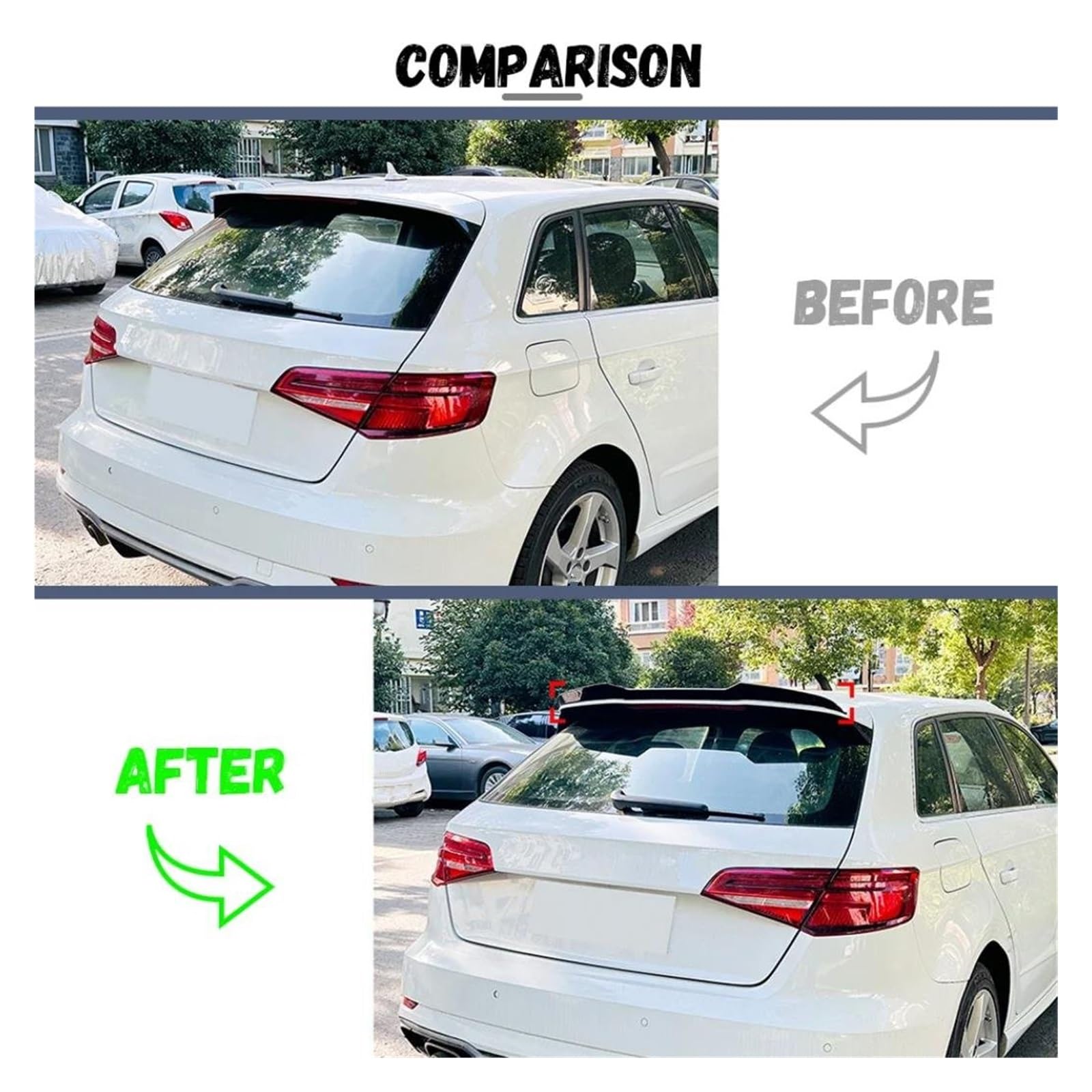 Spoiler Carrozzeria Per A3 S3 Sportback 8V Facelift 2016-2019 Spoiler posteriore per tetto per Decorazione Tuning Alettone Spoiler Posteriore(Nero lucido)