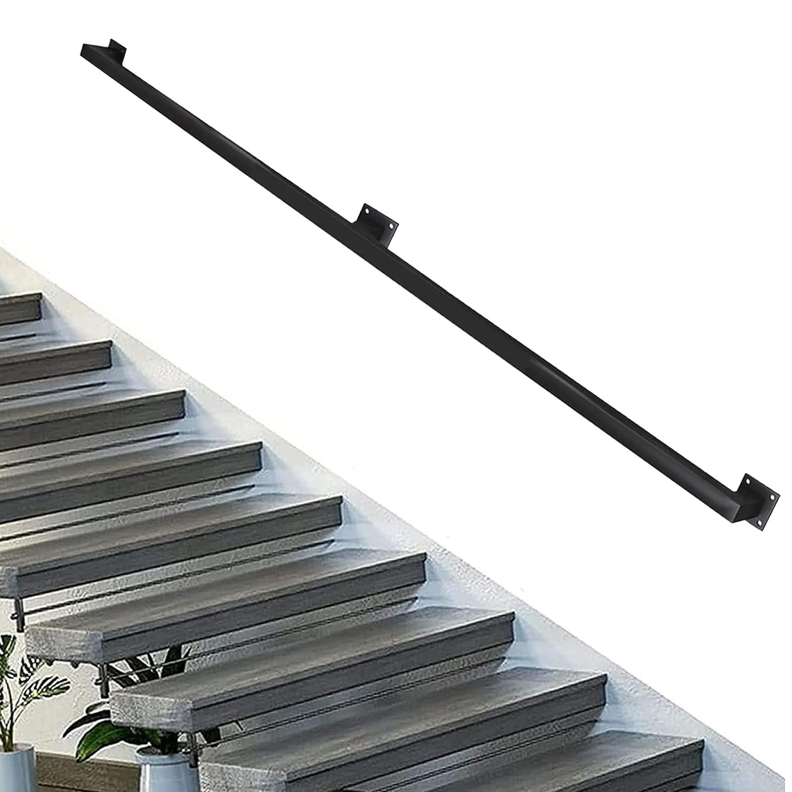1ft-20ft Hand Railings for Stairs Metal Pipe Staircase Handrail Wall Mount Decoration Banister, for Indoor Stairs Outdoor Deck Loft Porch Steps Baluster(14ft/420cm)