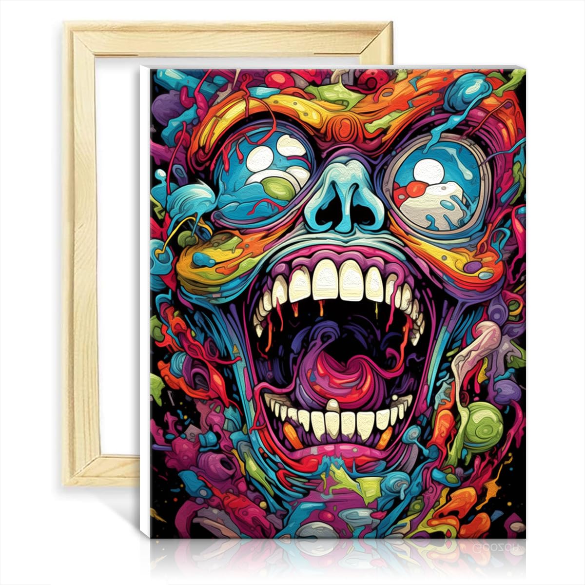 TANGFEIY Oil Painting Evil Hell Monster DIY Home Decor Painting with Brushes and Acrylic Pigment for Bedroom Living Room Decor with Frame(40x50cm) — image 1