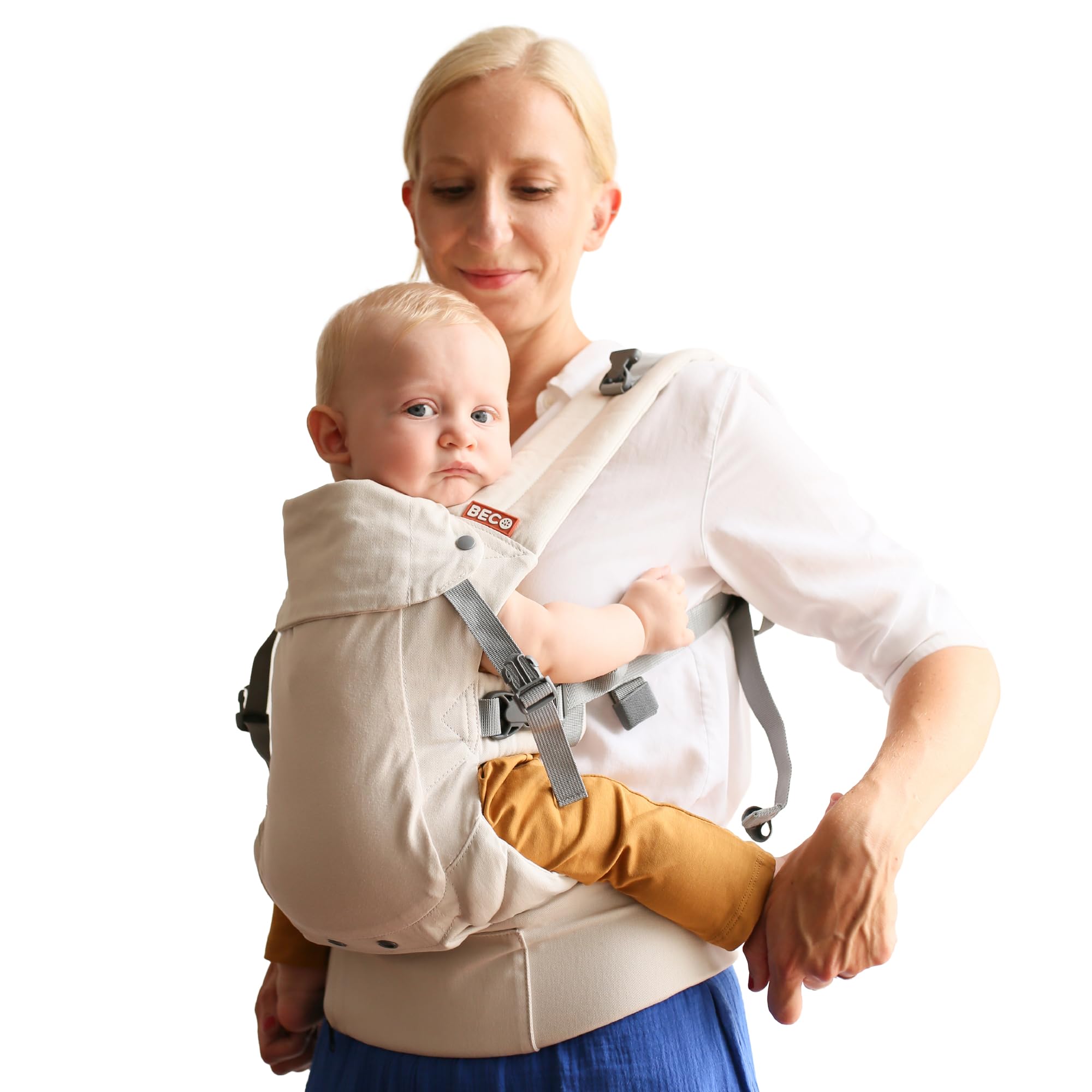 Beco Gemini 2.0 Baby Carrier Newborn to Toddler with M-Cloud™ Support - 4-Position Baby Carriers, Certified Hip-Healthy Newborn Carrier, Fully Adjustable to Fit All Parents (7–35 lbs) - Beige